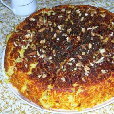Iraanse saffraanrijst met kip