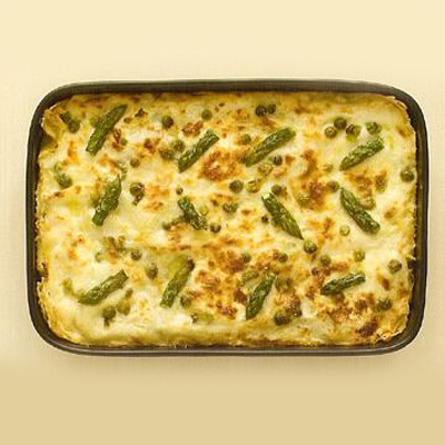 Lasagne met asperges en doperwten