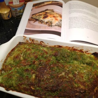 Lasagne met champignons en pesto