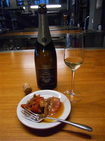 Mijn favoriet: Gebakken runderlende met caponata en gemberjus, gecombineerd met een bijzonder geurige, houtgerijpte champagne blanc de noirs uit 2006