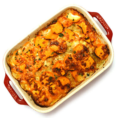 Gratin van zoete aardappel